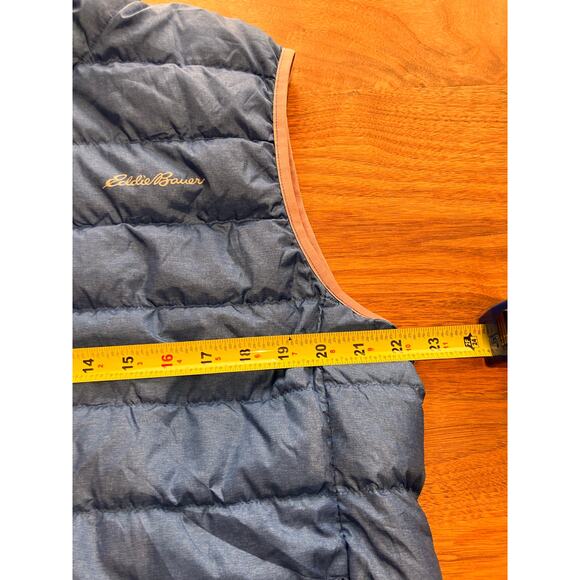 Eddie Bauer Puffer Vest Men's Large Blue Quilted Down Full Zip Outdoor Hiking - Picture 6 of 7